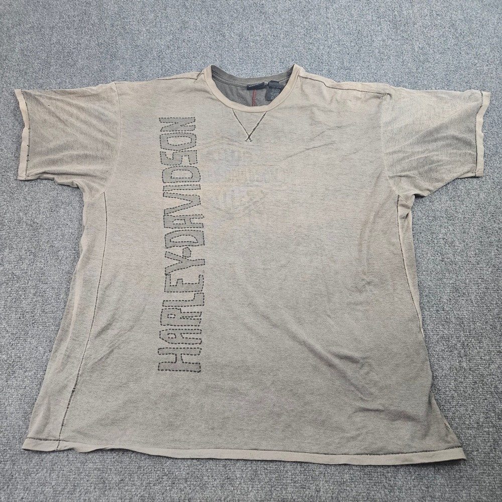 Harley Davidson Tshirt Mens 2XL Gray Contrast Stitch Graphic Biker Motorcycles